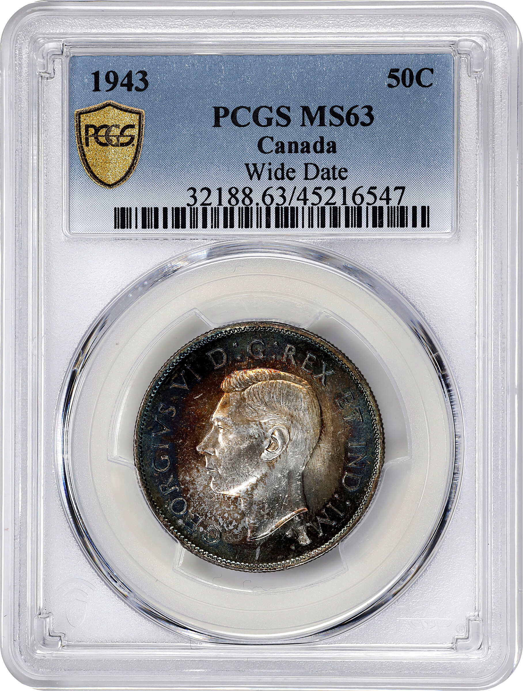 1943 50c Wide Date AU58 thumbnail 3