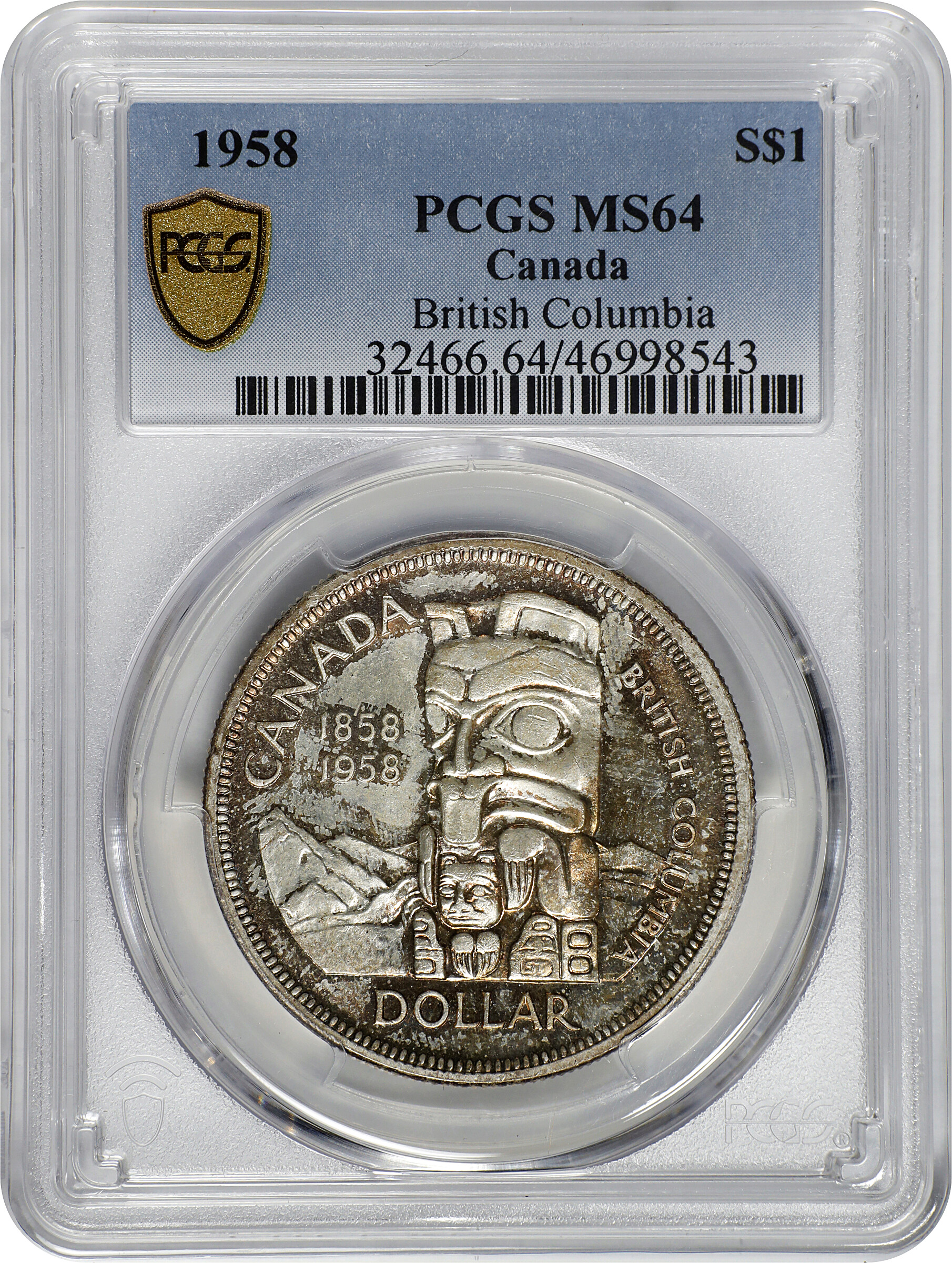 1958 S$1 British Columbia MS64 thumbnail 3