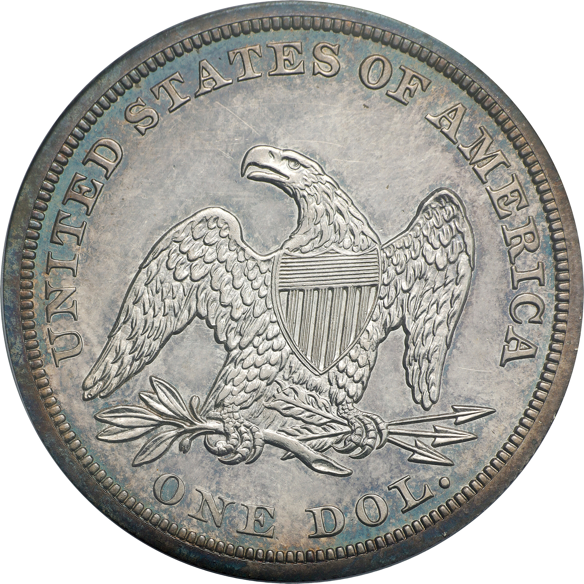 1858 $1 PR62 CAC thumbnail 3