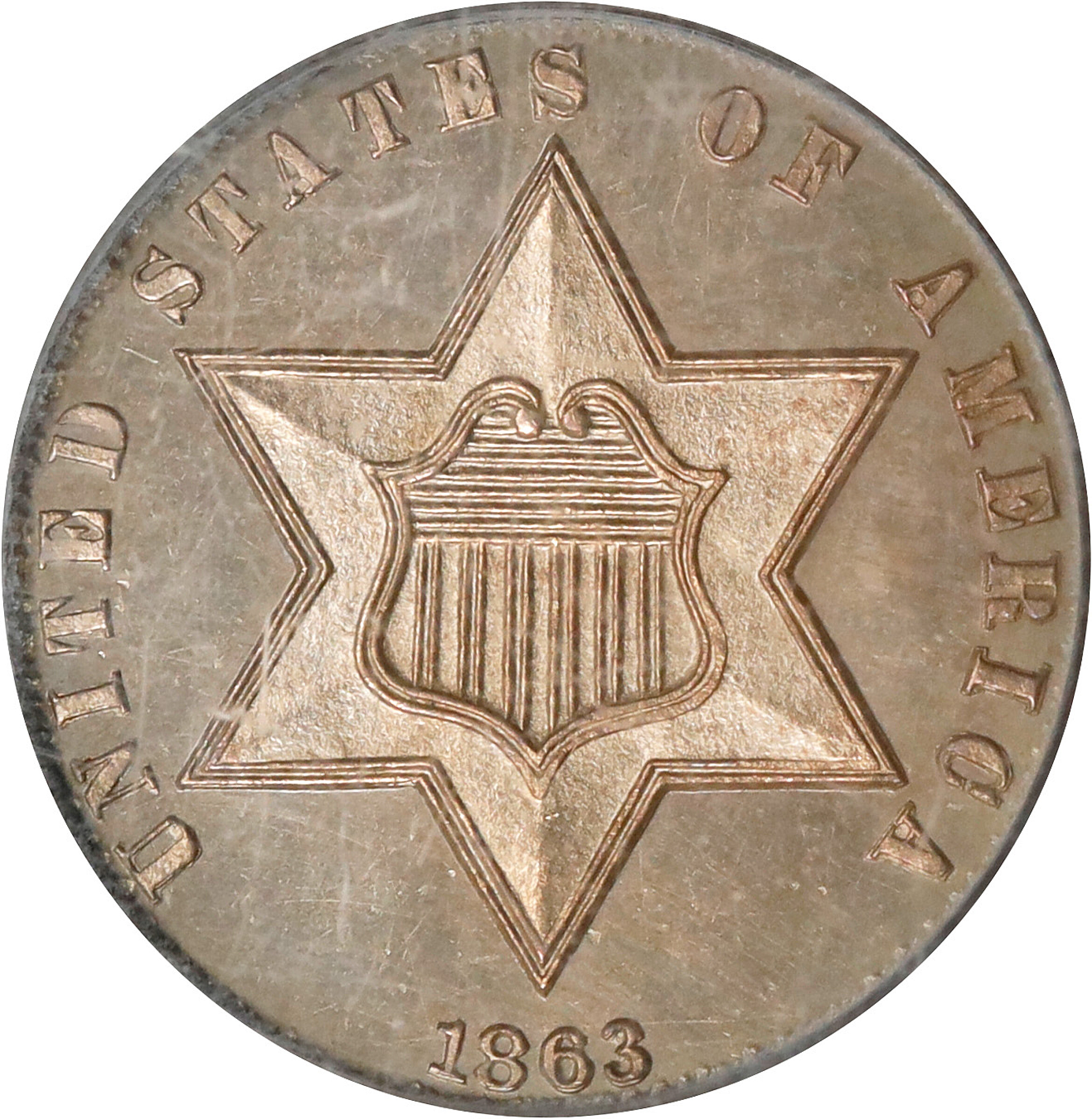 1863/2 Silver Three-Cent Piece. Proof-63 (PCGS). OGH.
