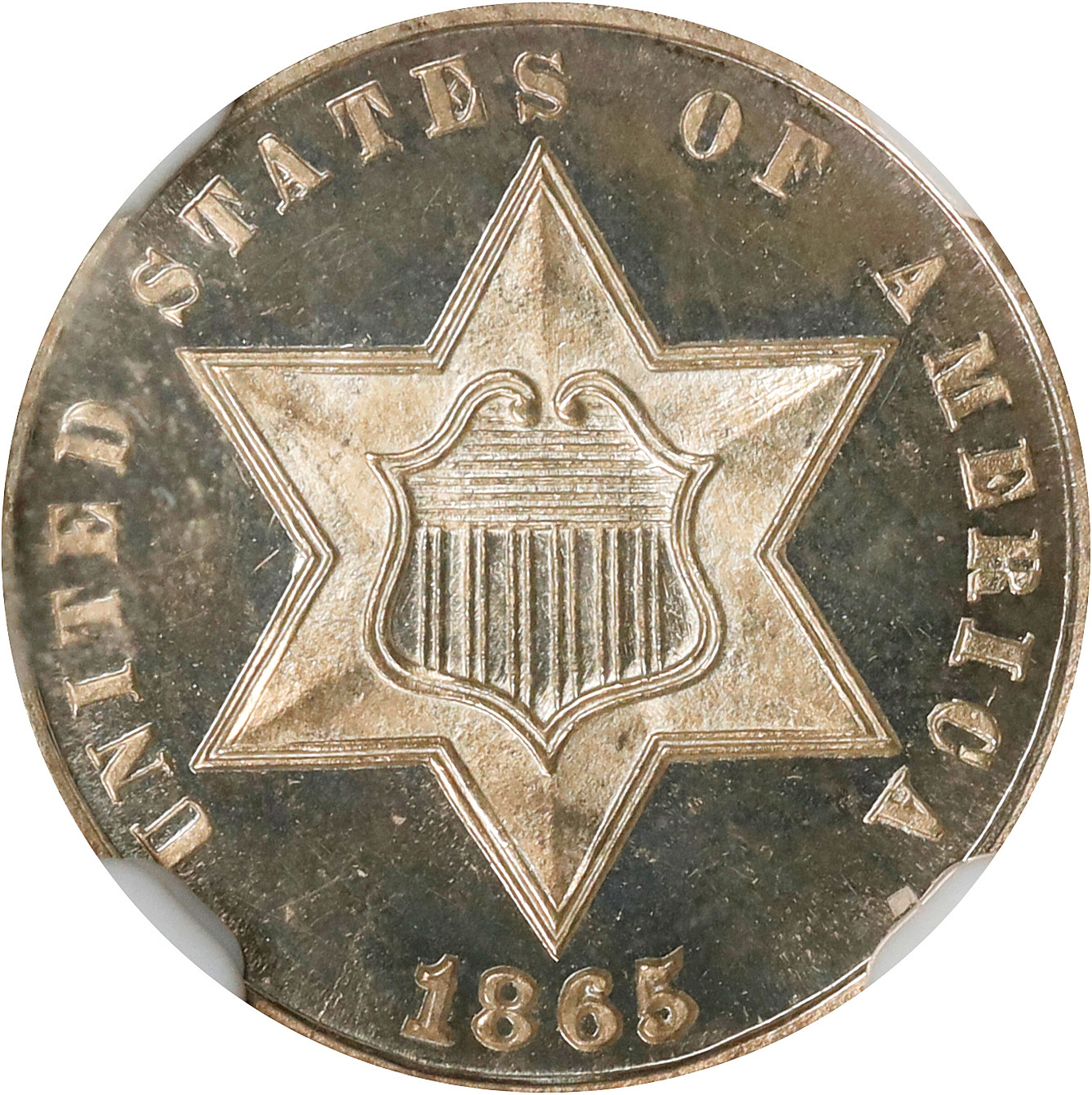 1865 Silver Three-Cent Piece. Proof-67 Cameo (NGC).