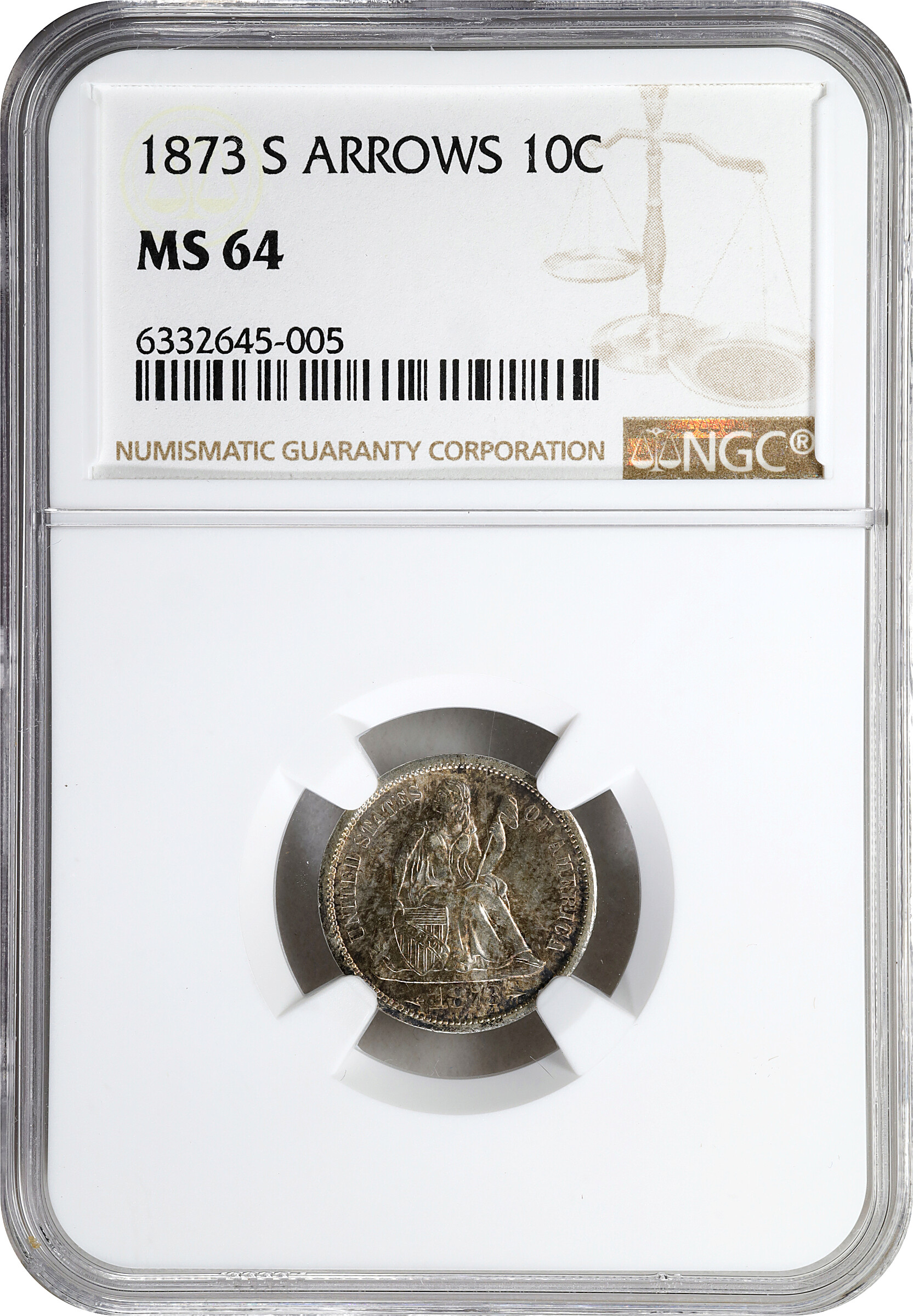 1873-S 10c Arrows MS64 thumbnail 3