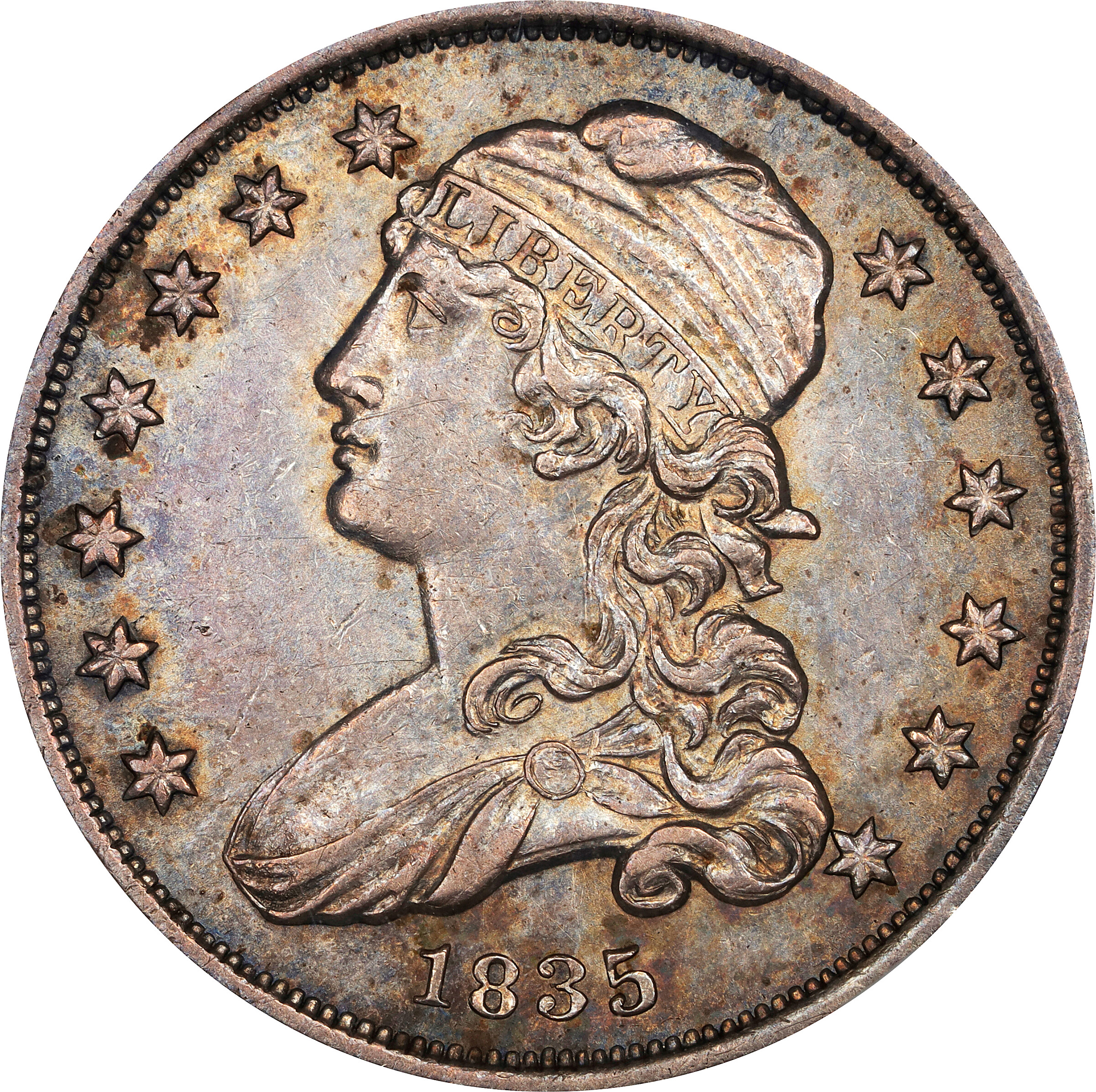1835 Capped Bust Quarter. B-7. Rarity-2. MS-61 (NGC).