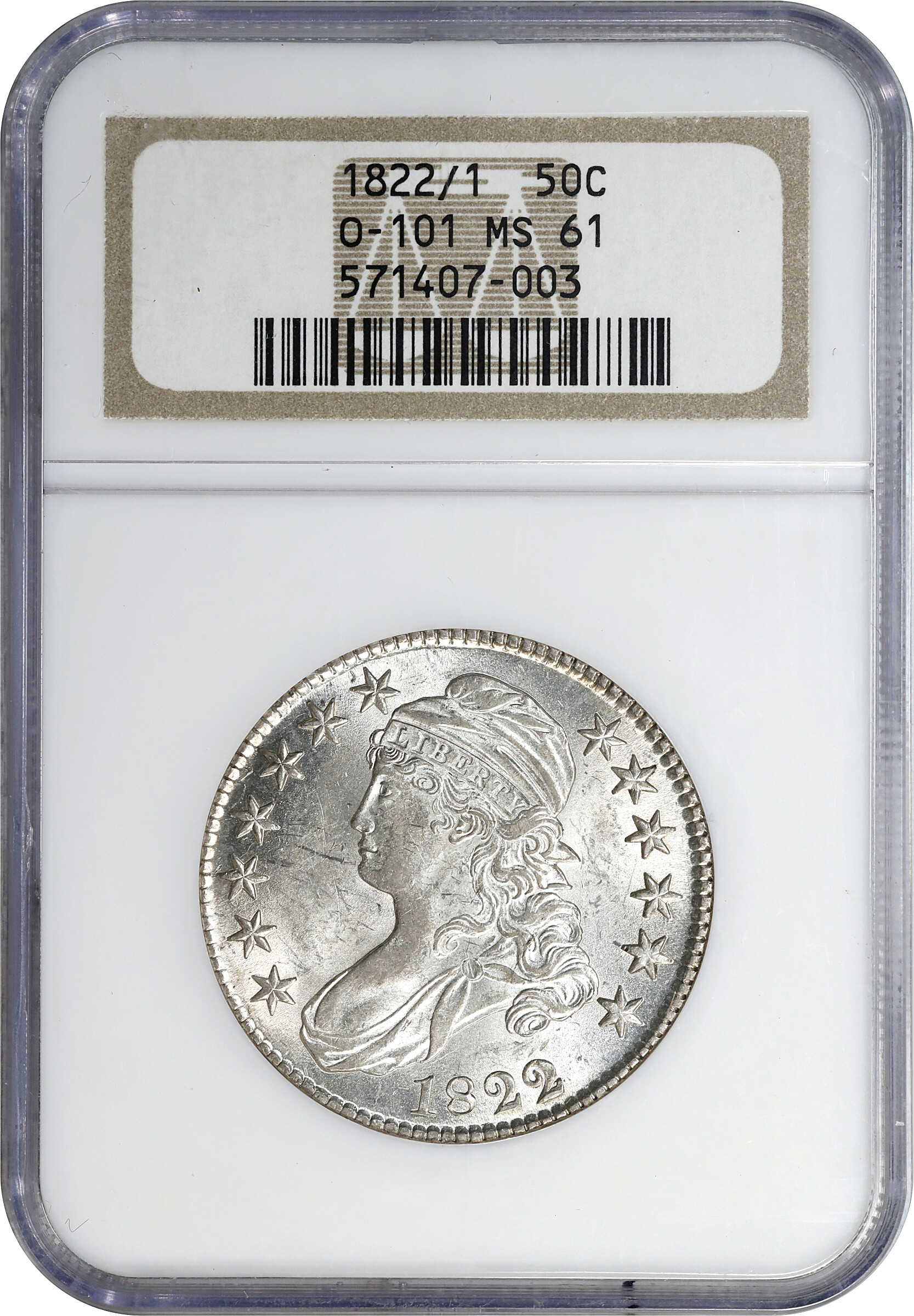 1822/1 50c Overdate, O-101 MS61 thumbnail 3