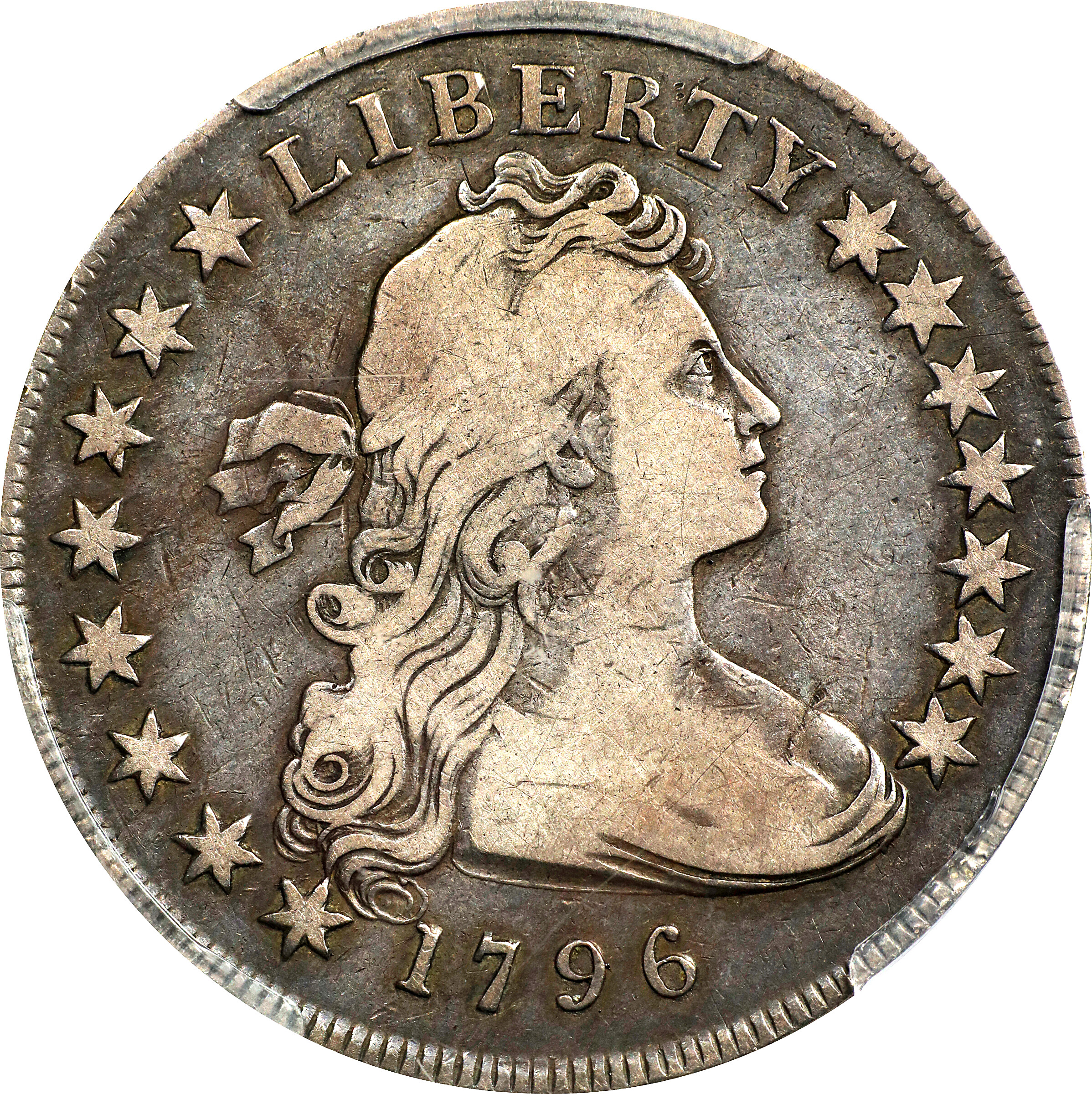 1796 Draped Bust Silver Dollar. BB-63, B-2. Rarity-4. Small Date, Small Letters. Fine-12 (PCGS).