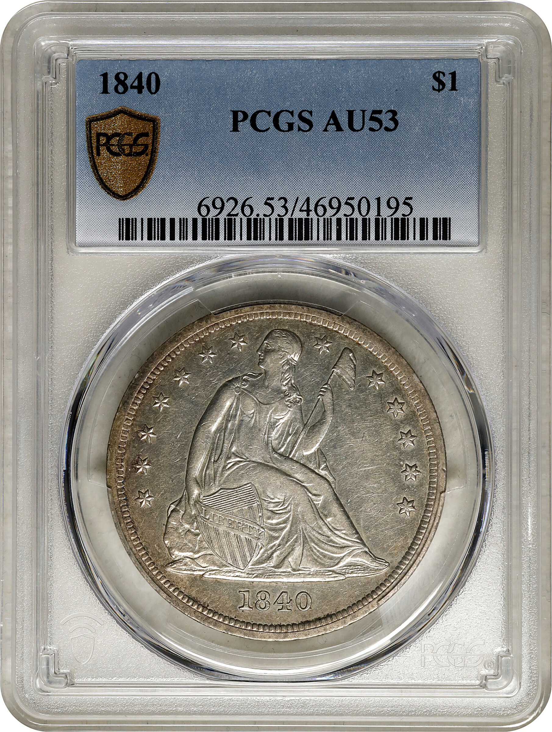 1840 $1 AU53 thumbnail 3