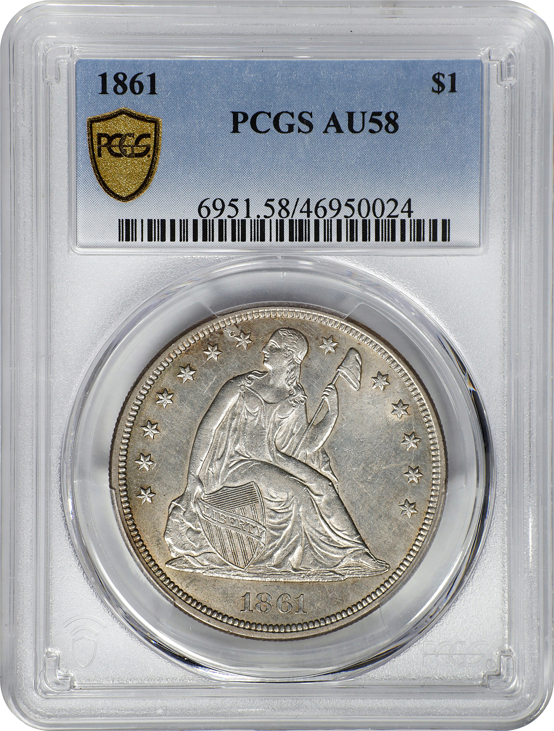 1861 $1 AU58 thumbnail 3