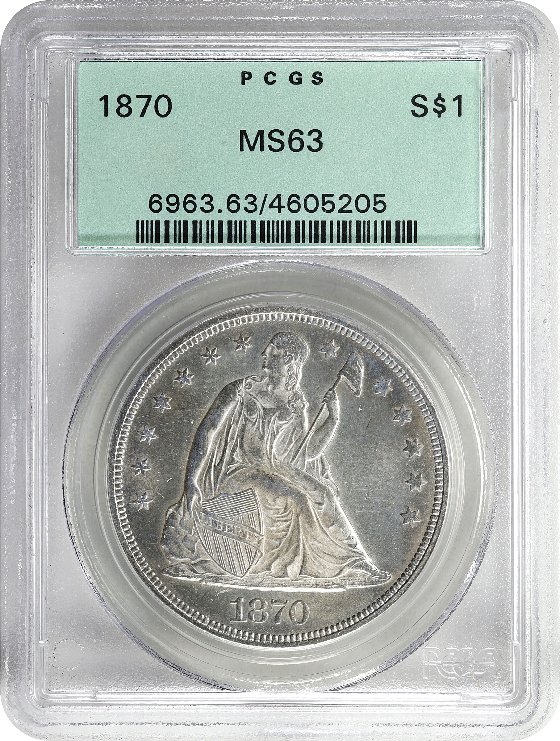 1870 $1 MS63 thumbnail 3