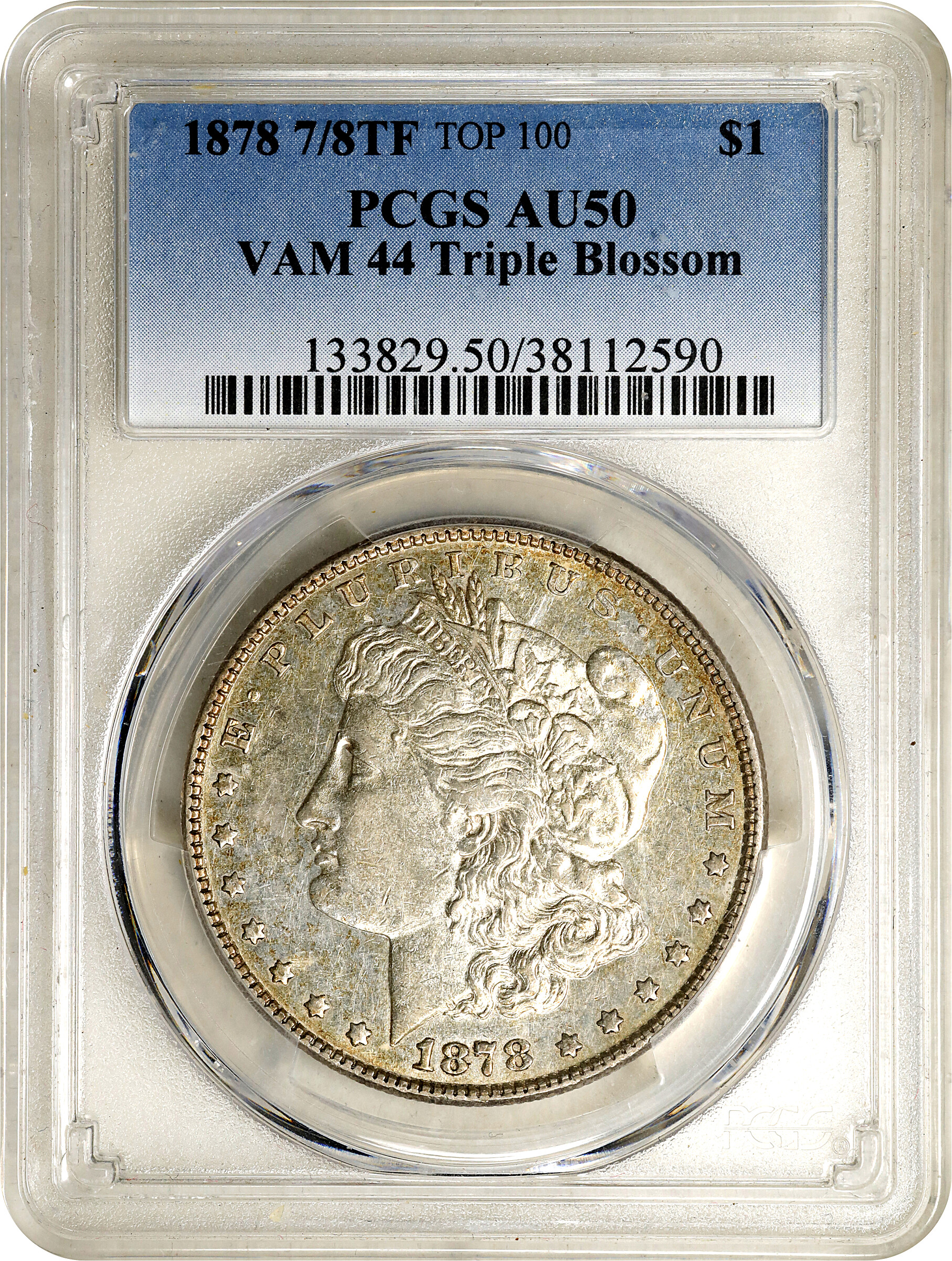 1878 7/8TF $1  Weak, Tripled Blossoms, VAM-44 VF35 CAC thumbnail 16