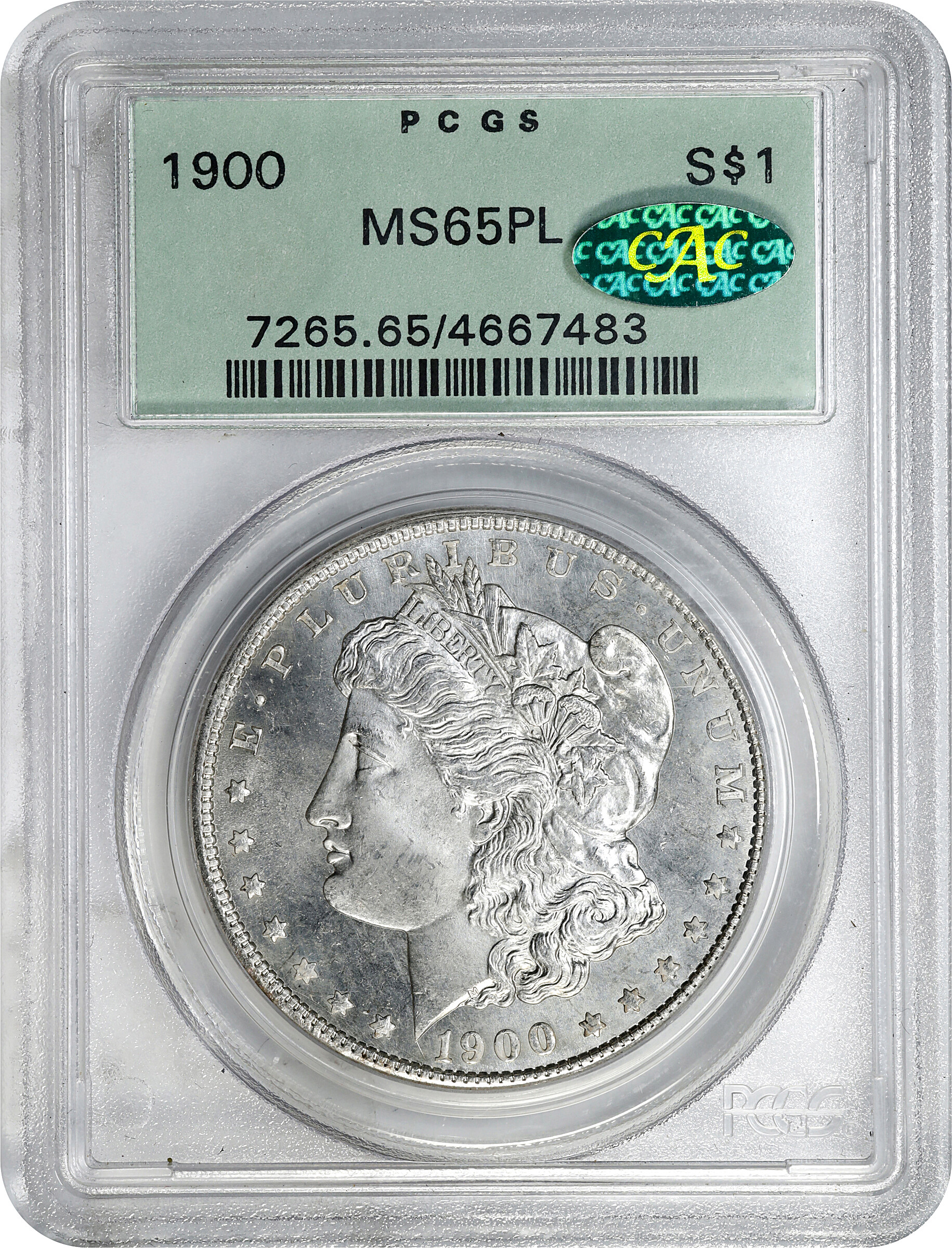 1900 $1  MS PL MS65 PL CAC thumbnail 3