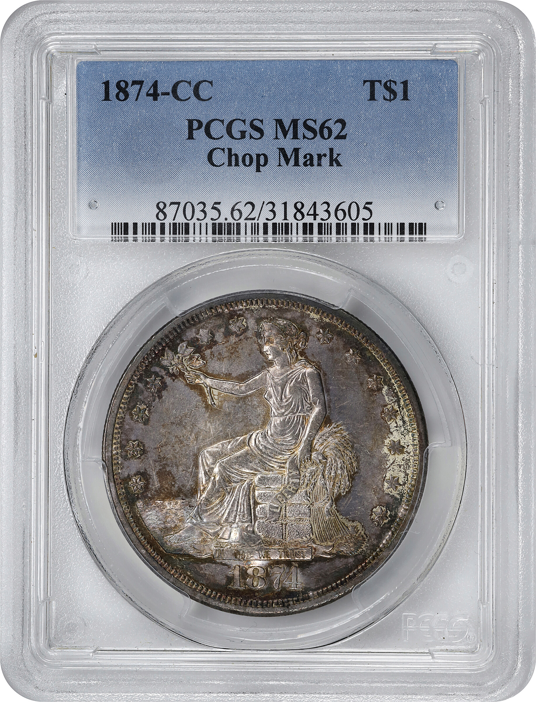 1874-CC Trade$ Chopmarked MS62 thumbnail 3