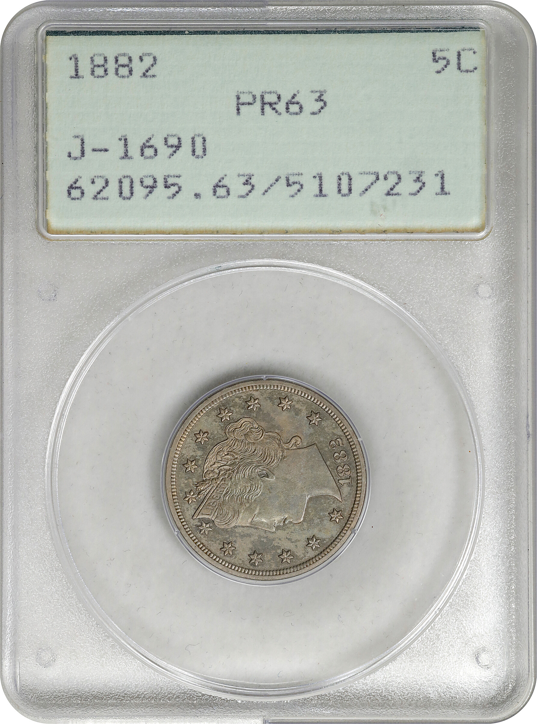 1882 P5c Nickel, J-1690 PR63 thumbnail 3