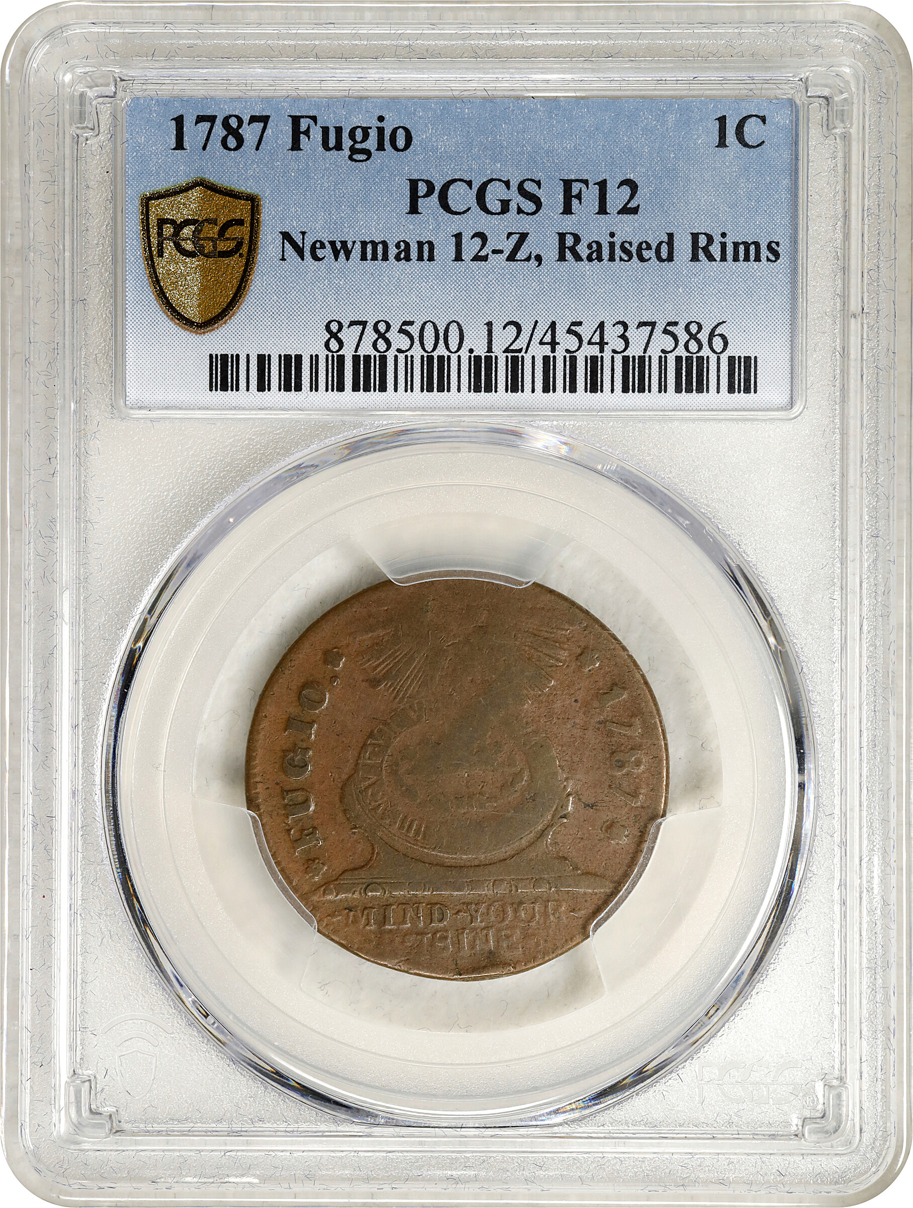1787 Fugio 1c Cinquefoils, Raised Rims, Newman 12-Z MS BN F15 BN thumbnail 3