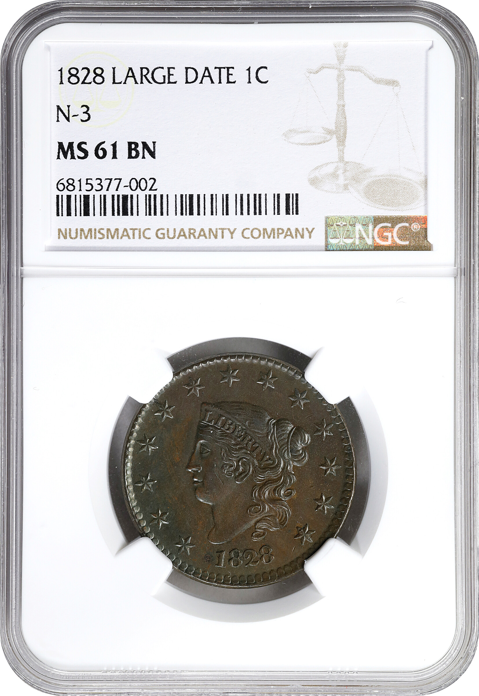 1828 1c Large Narrow Date MS BN MS61 BN thumbnail 3