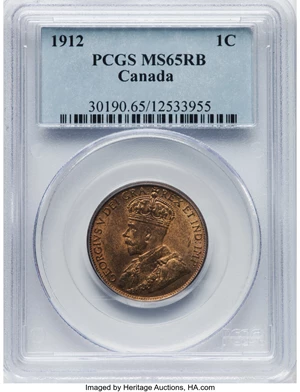 image for: Canada: George V Cent 1912 MS65 Red and Brown PCGS,...