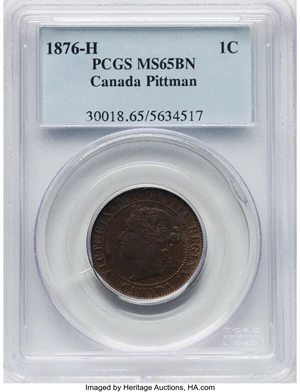 image for: Canada: Victoria Cent 1876-H MS65 Brown PCGS,...