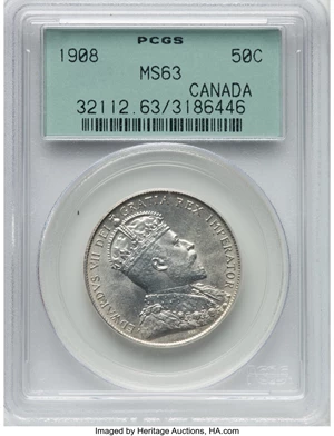 image for: Canada: Edward VII 50 Cents 1908 MS63 PCGS,...