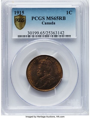image for: Canada: George V Cent 1915 MS65 Red and Brown PCGS,...