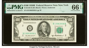 image for: Fr. 2159-B $100 1950B Federal Reserve Note. PMG Gem Uncirculated 66 EPQ....