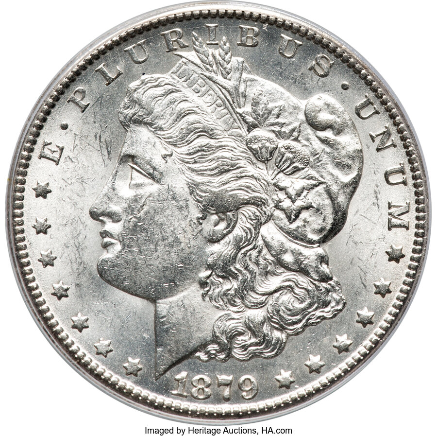 1879-CC $1 Capped Die MS60 PCGS. VAM-3. A Top 100 Variety. Scarce in all grades due to a shortage of silver bullion at the ...