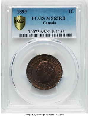 image for: Canada: Victoria Cent 1899 MS65 Red and Brown PCGS,...