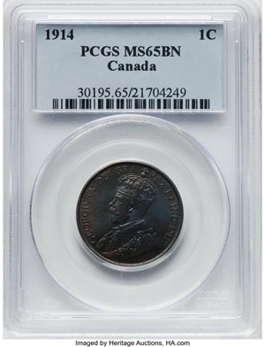 image for: Canada: George V Cent 1914 MS65 Brown PCGS,...