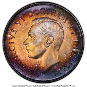 image for: Canada: George VI "Straight 7" 50 Cents 1947 MS63 PCGS,...