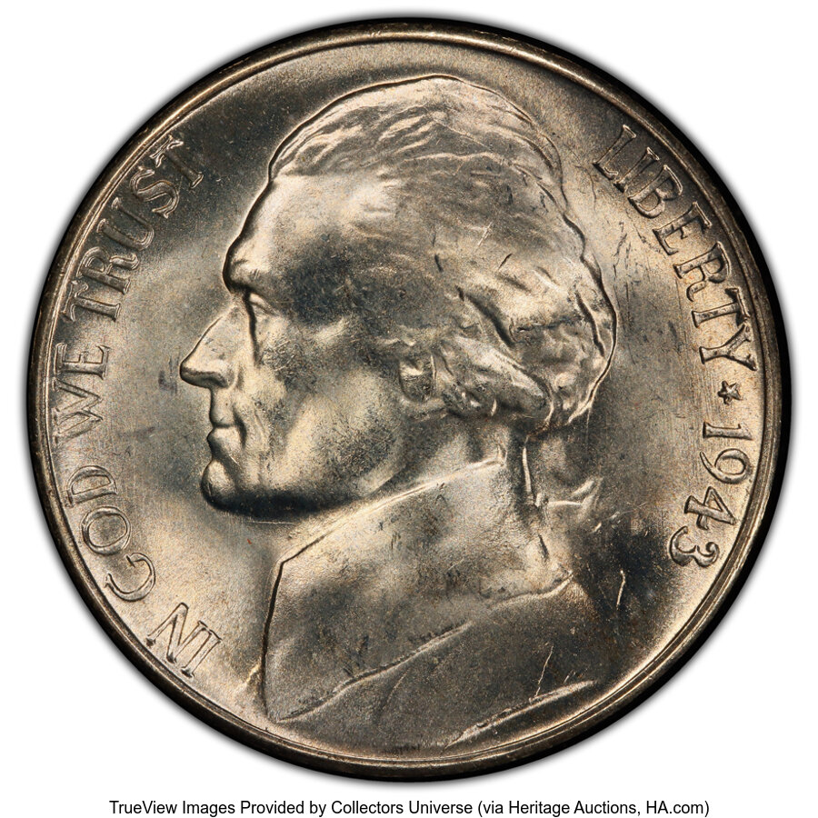 1943-S 5C MS66 Full Steps PCGS. PCGS Population: (1002/198 and 52/44+). NGC Census: (467/179 and 7/33+). CDN: $74 Whsle. Bi...