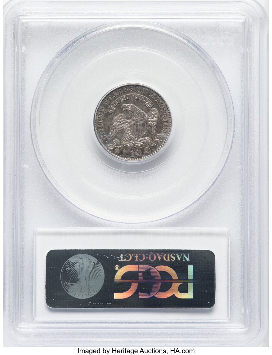 1828 10c Small Planchet, Small Date XF45 CAC thumbnail 2