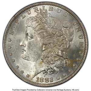 image for: 1882-O/S $1 O/S Flush, Early Die State, VAM-3, MS62 PCGS. A Top 100 Variety. PCGS Population: (8/5 and 0/0+). NGC Census: (2...