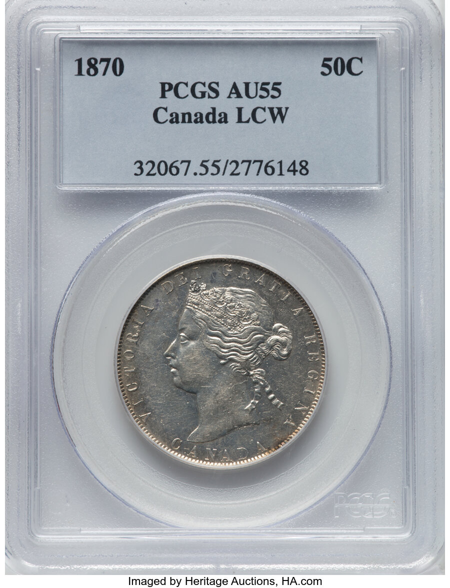 Canada: Victoria "LCW" 50 Cents 1870 AU55 PCGS,...