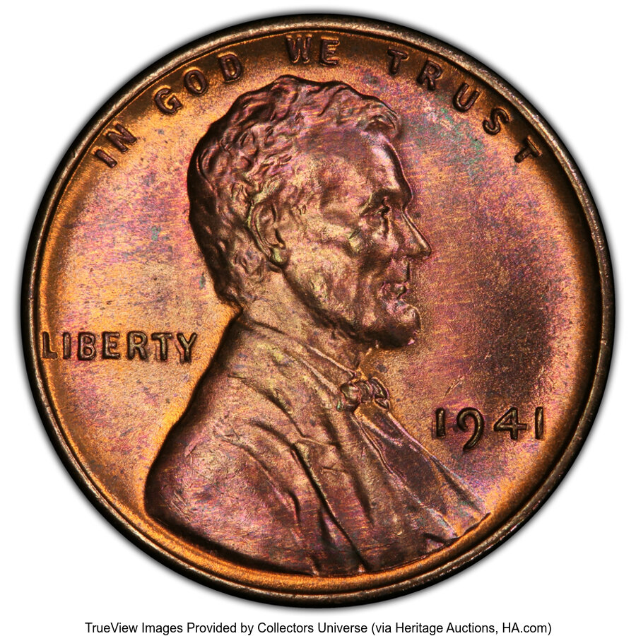 1941 Lincoln Penny Wheat Reverse Doubled Die Obverse RB Coin