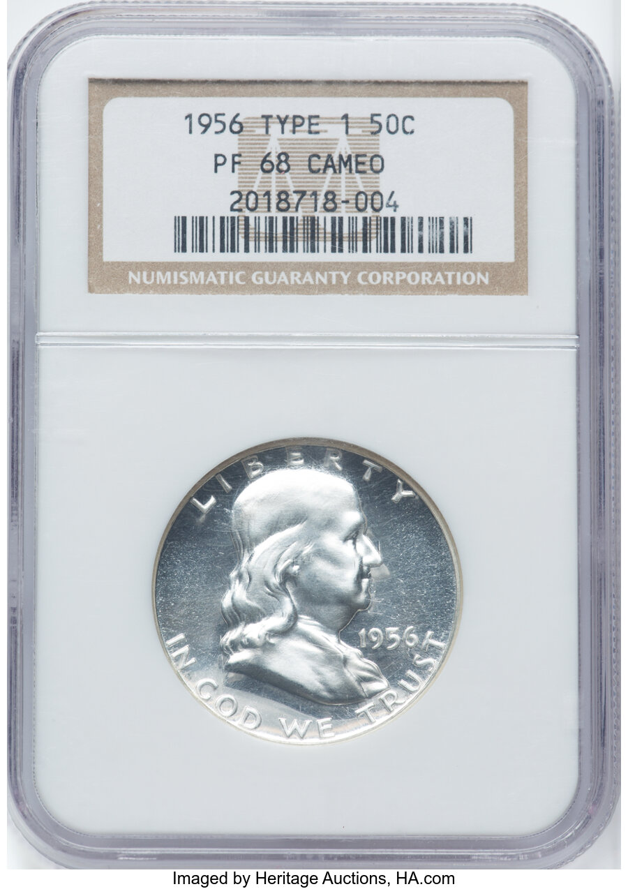 1956 50C Type One PR68 Cameo NGC. NGC Census: (823/39). PCGS Population: (63/3). PR68. ...