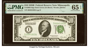 image for: Fr. 2002-I $10 1928B Federal Reserve Note. PMG Gem Uncirculated 65 EPQ....