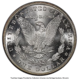 image for: 1880/79-S $1 Large S, VAM-9, MS67 PCGS. A Top 100 Variety. PCGS Population: (5/0 and 0/0+). NGC Census: (0/0 and 0/0+). MS6...