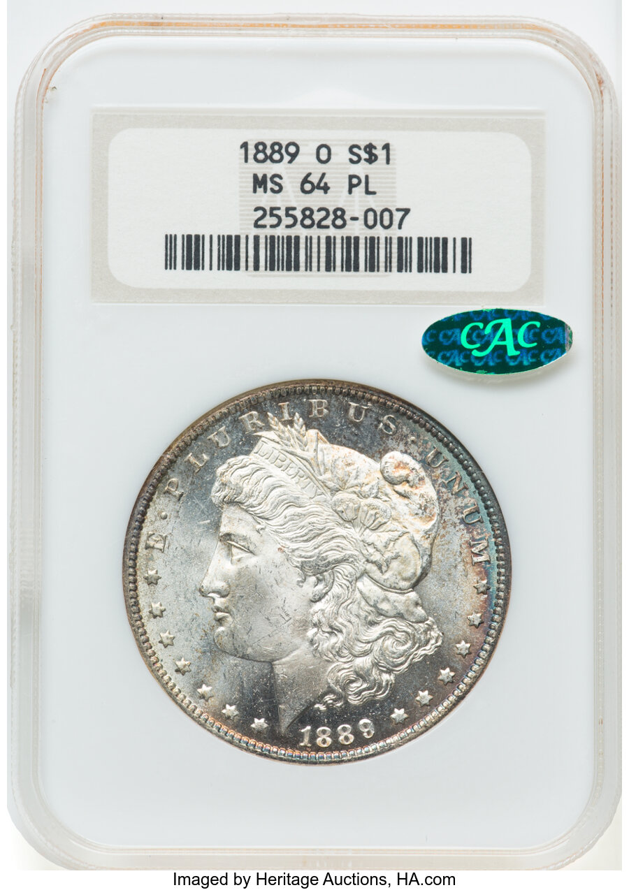 1889-O $1 Wide Date, VAM-10 MS64 Prooflike NGC. CAC. NGC Census: (24/5). PCGS Population: (25/11). CDN: $1,800 Whsle. Bid f...