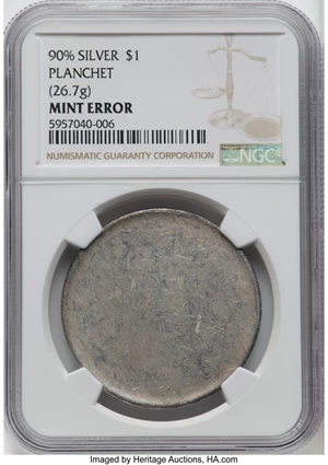 image for: Undated $1 90% Silver Dollar -- Blank Planchet -- NGC....