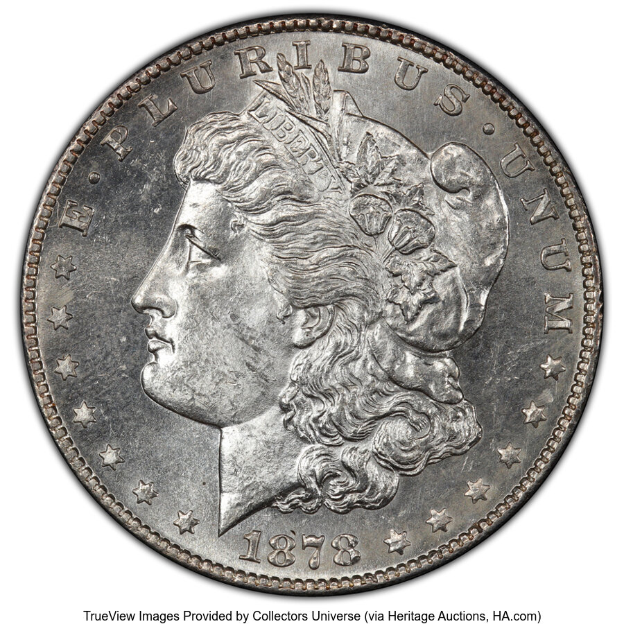 image for: 1878-S $1 Lava Wing, VAM-76 MS63 PCGS. A Hit List Variety. PCGS Population: (15/5 and 0/0+). NGC Census: (0/0 and 0/0+). MS...