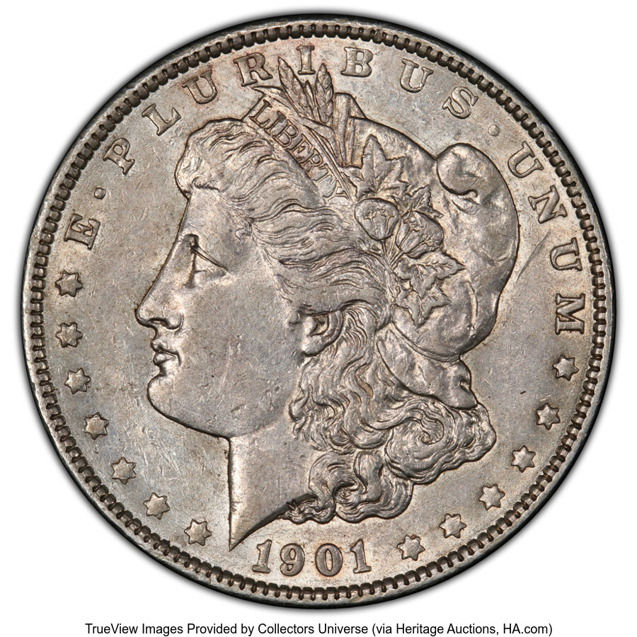 image for: 1901 $1 Doubled Ear, VAM-16, AU50 PCGS. A Hot 50 Variety. PCGS Population: (5/4 and 0/0+). NGC Census: (0/0 and 0/0+). AU50....