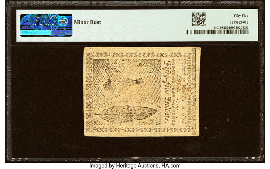 Continental Currency January 14, 1779 $55 PMG About Uncirculated 55....