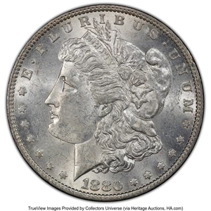 image for: 1880-O $1 Checkmark, VAM-16, Hot 50, AU58 PCGS. PCGS Population: (9/49 and 0/3+). NGC Census: (0/0 and 0/0+). AU58....