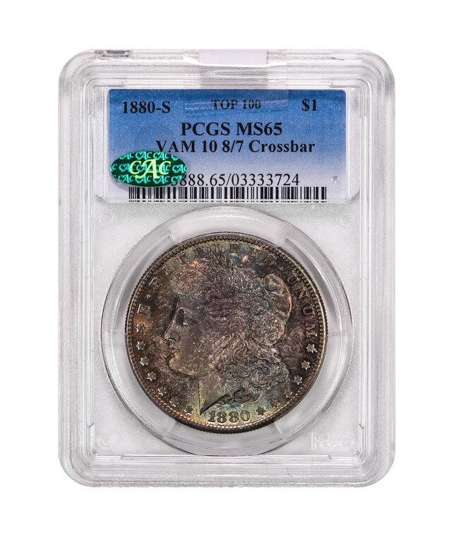 1880-S $1  8/7, Crossbar, VAM-10 MS65 thumbnail 15