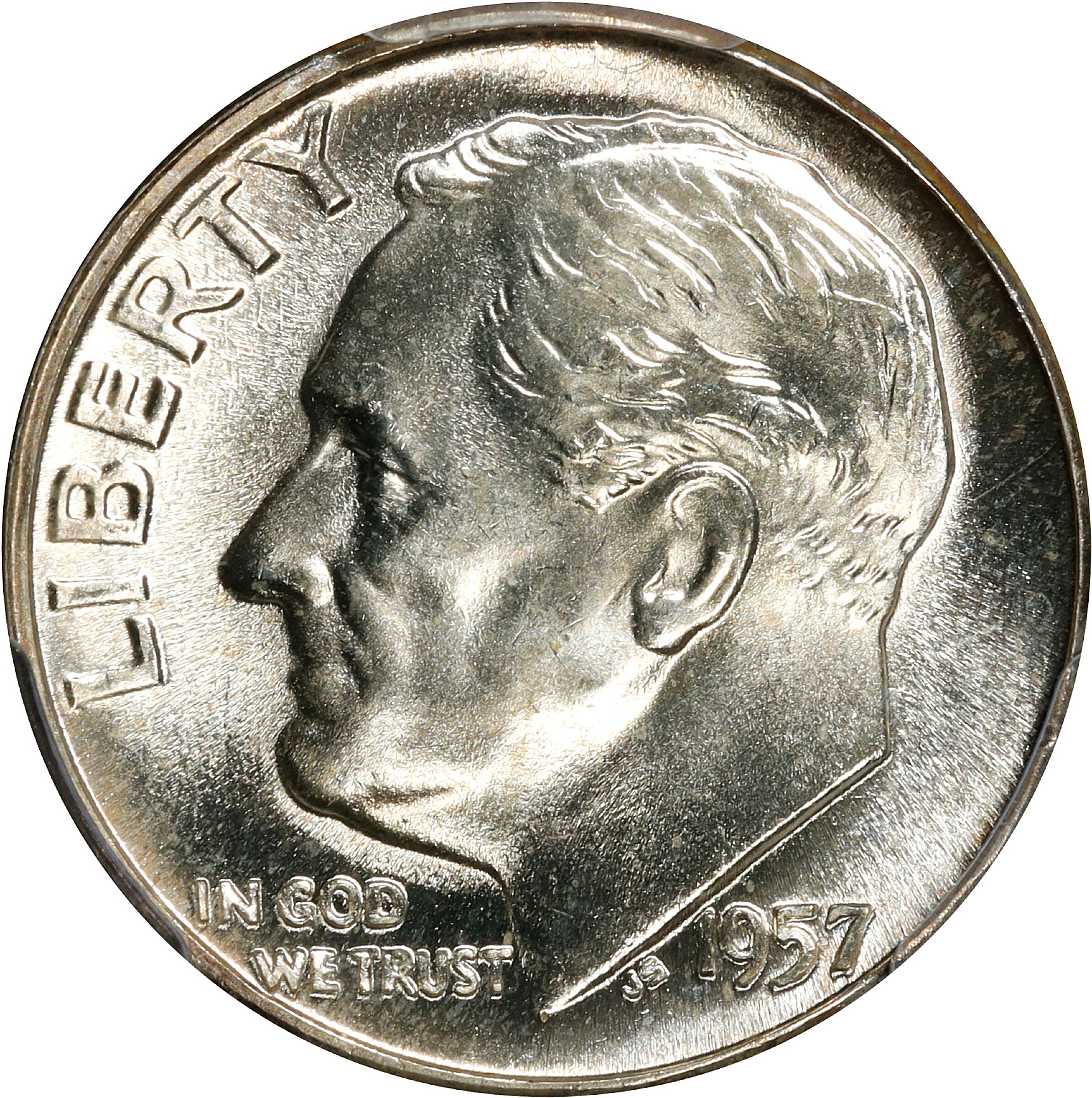 1957 Roosevelt Dime. MS-67 FB (PCGS).