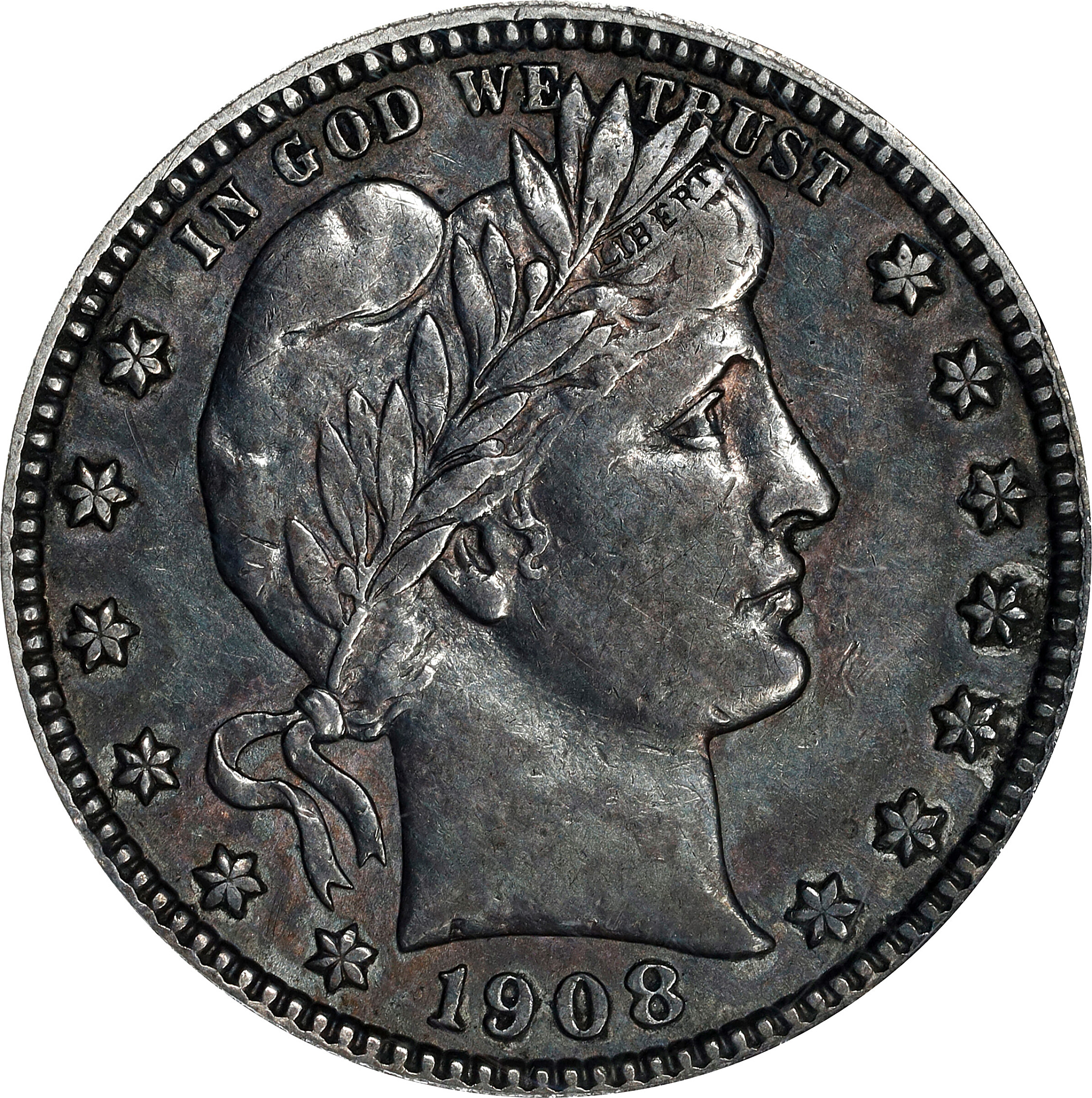 1908-S Barber Quarter. AU-55 (ANACS).