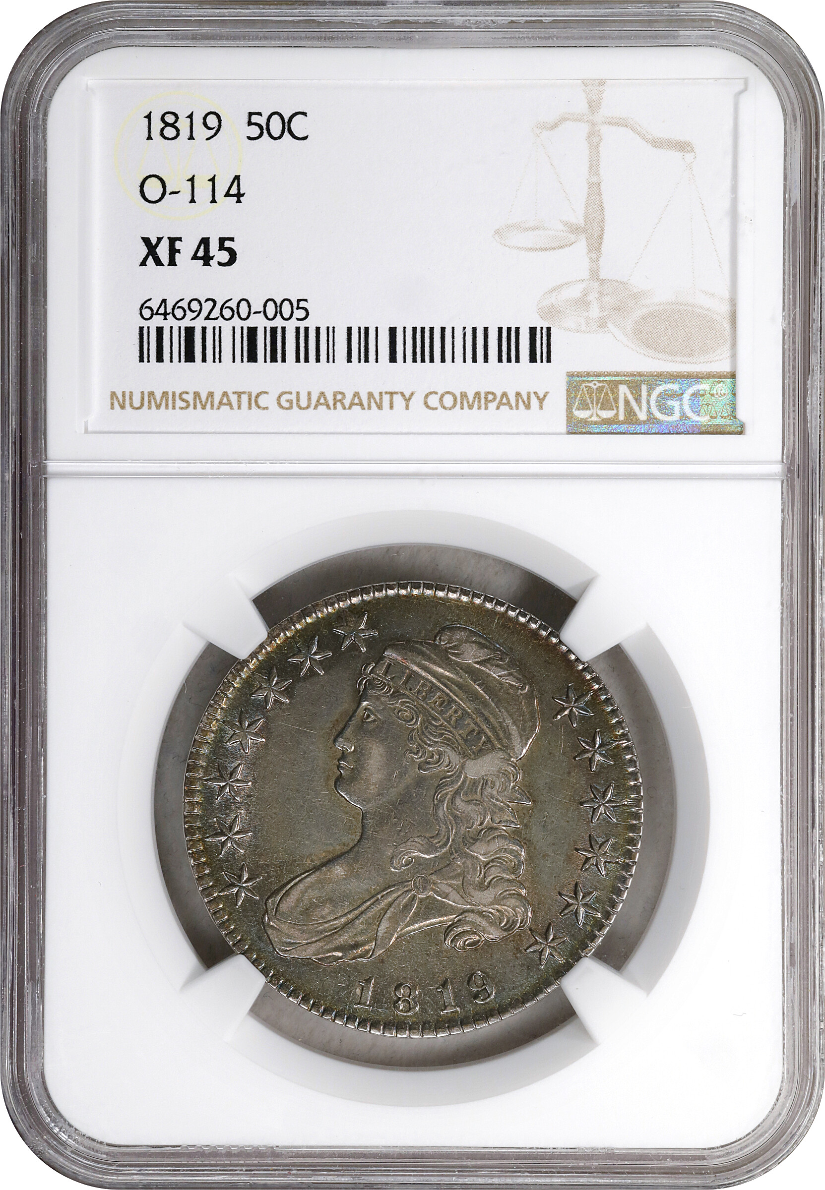 1819 50c O-114 XF45 CAC thumbnail 3
