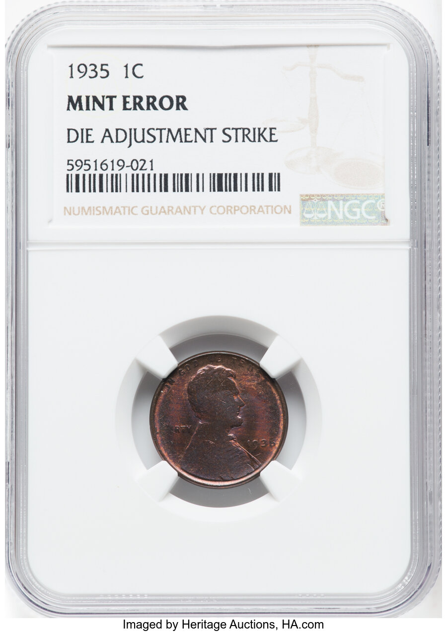 1935 1C Lincoln Cent -- Die Adjustment Strike -- NGC....