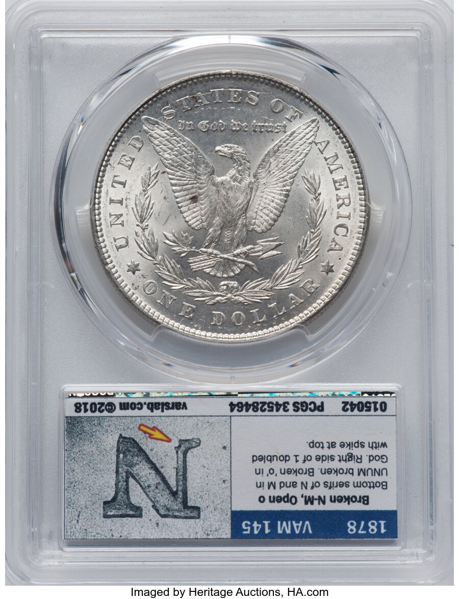 1878 7TF $1  Reverse of 1878, Broken N&M, VAM-145 MS63 thumbnail 8