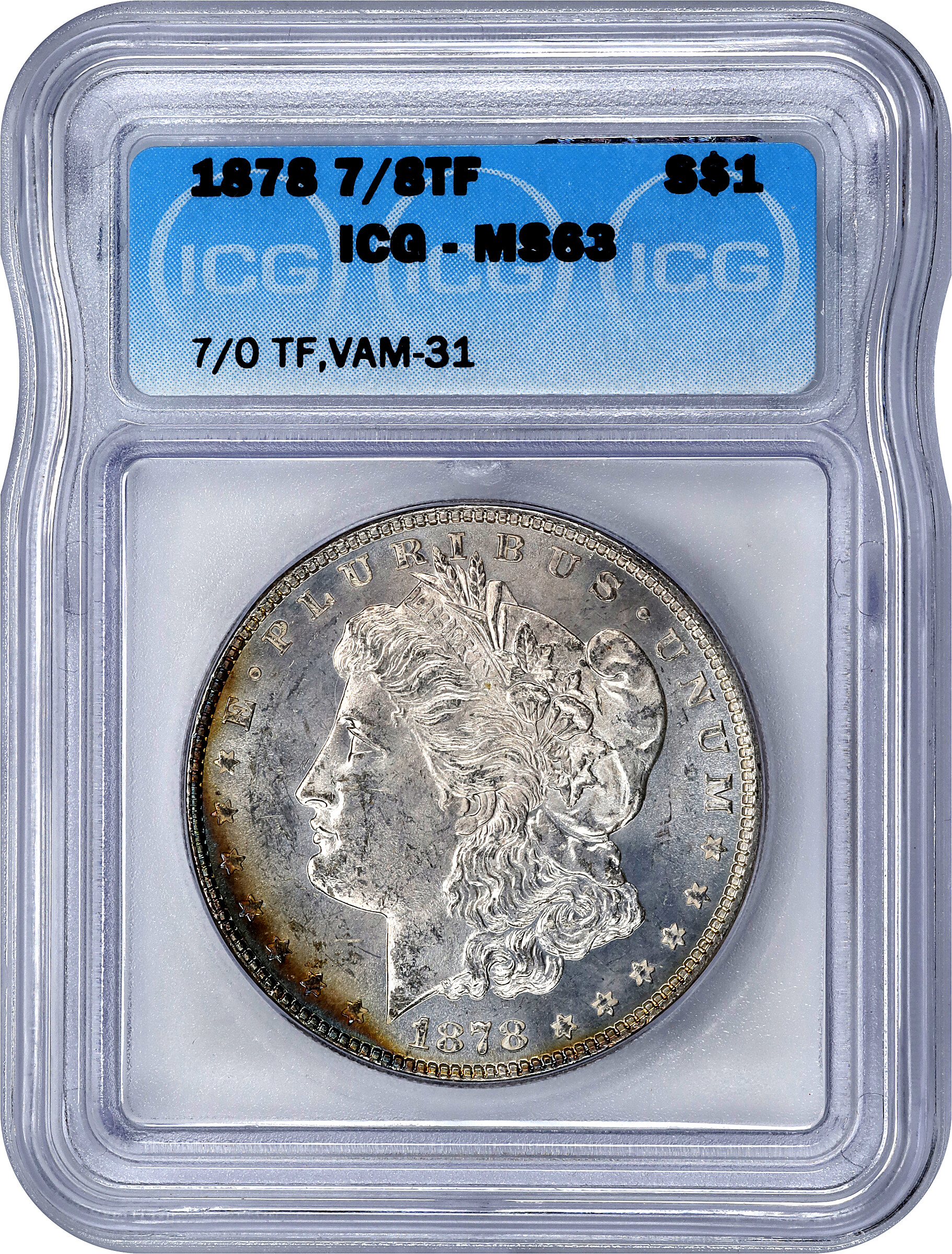 1878 7/8TF $1  Weak, 7/0TF, Line Thru Leg, VAM-31 MS63 thumbnail 12