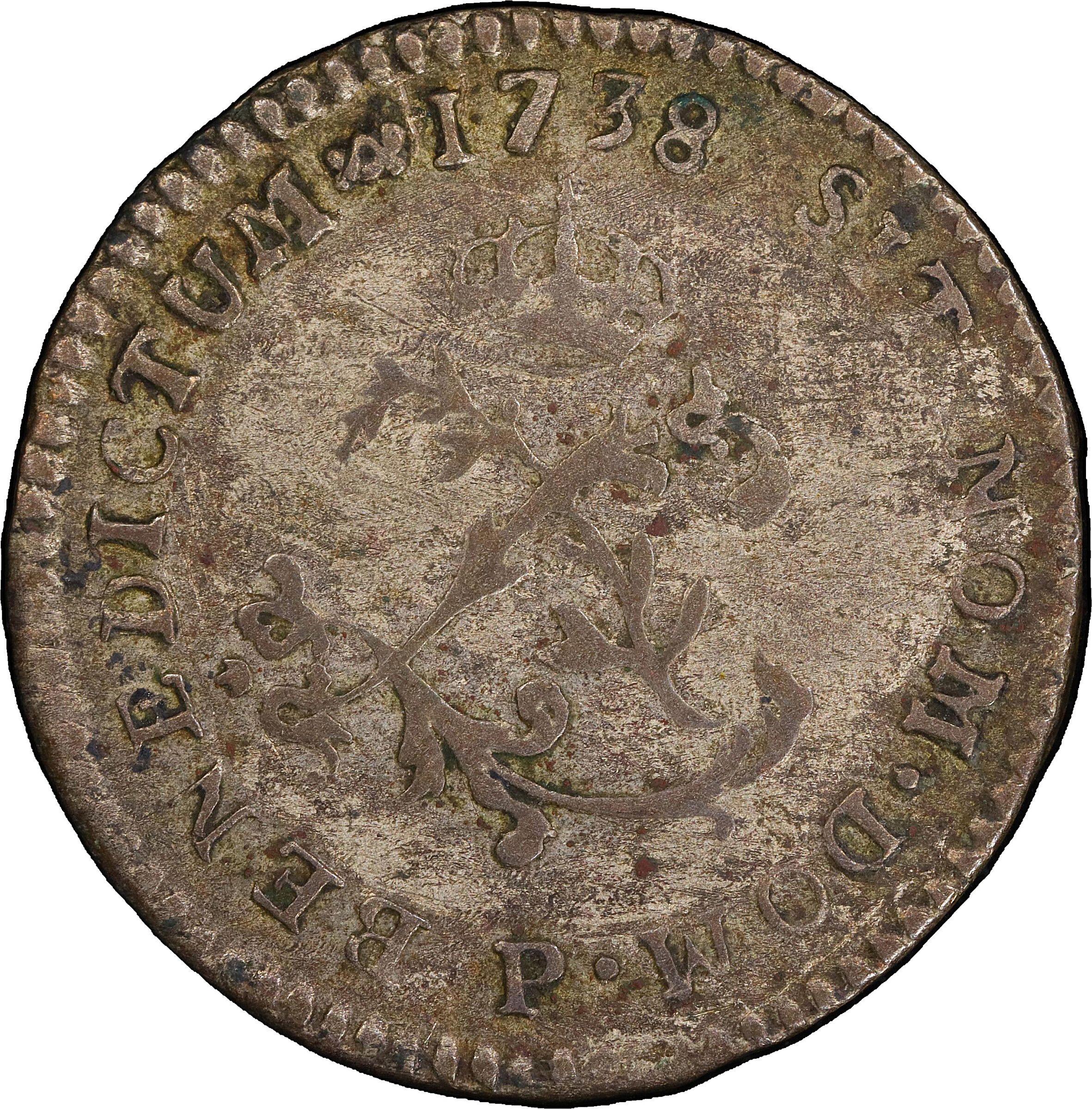 1738-P Sou Marque. Dijon Mint. Vlack-161. Rarity-3. VF-35 (PCGS).