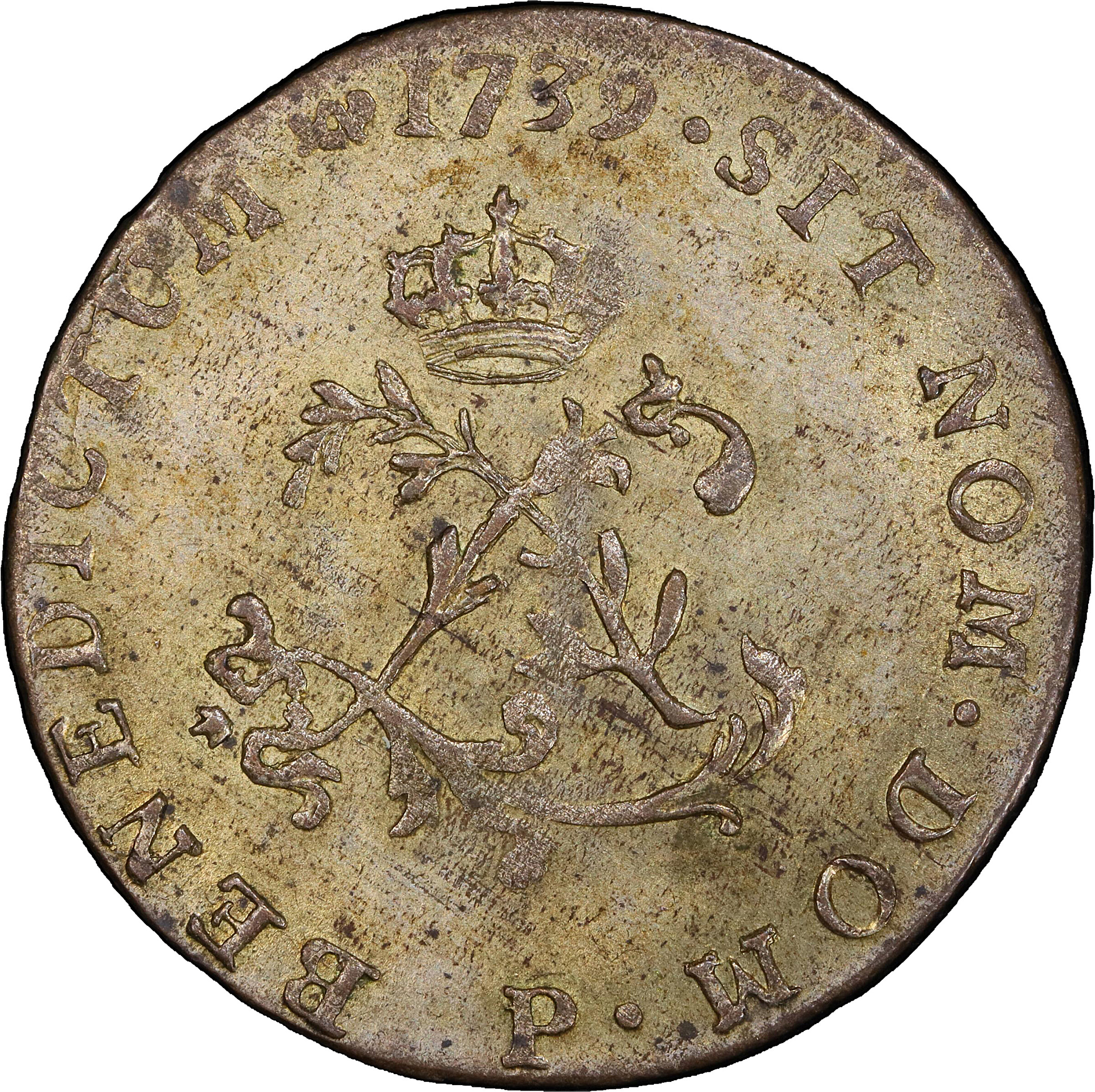 1739-P Sou Marque. Dijon Mint. Vlack-163. Rarity-4. MS-63 (PCGS).